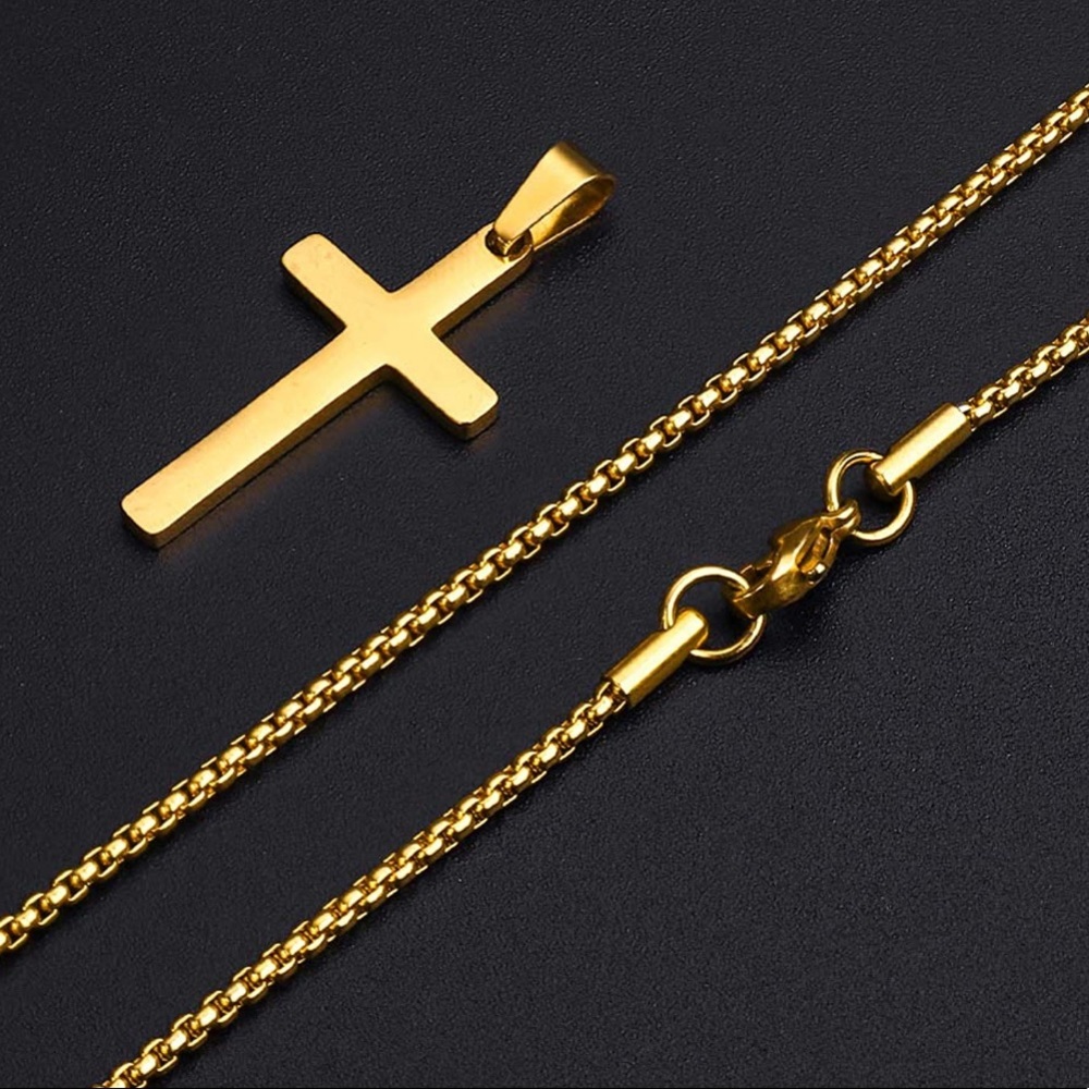 Cross Necklace for Men Gold Plated Sterling Silver